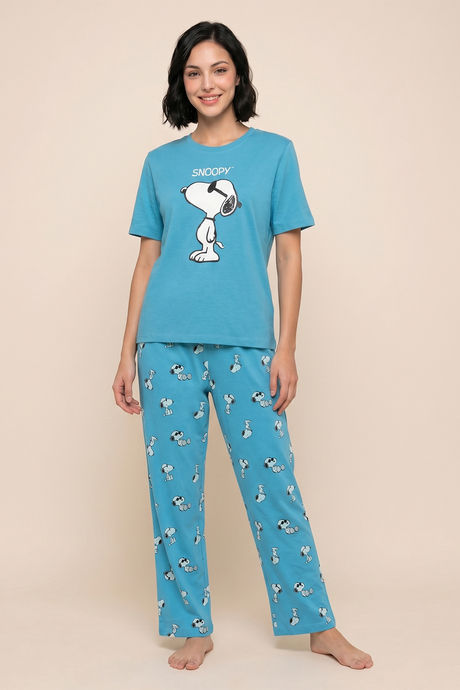 Zivame Peanuts Knit Cotton Loungewear Set - Bachelor Button — image 2